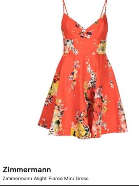 Zimmermann Coral Floral A-Line Mini Dress size AUS 2